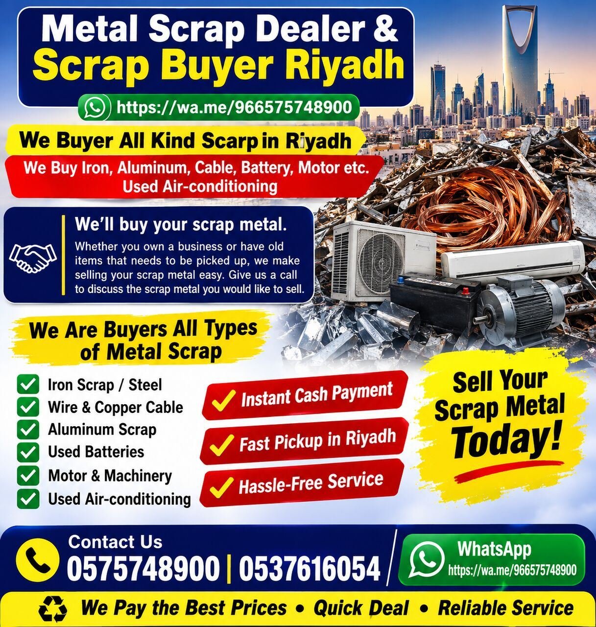 Metals Scraps Buyer Riyadh Scraps Dealer Contact Us +966575748900