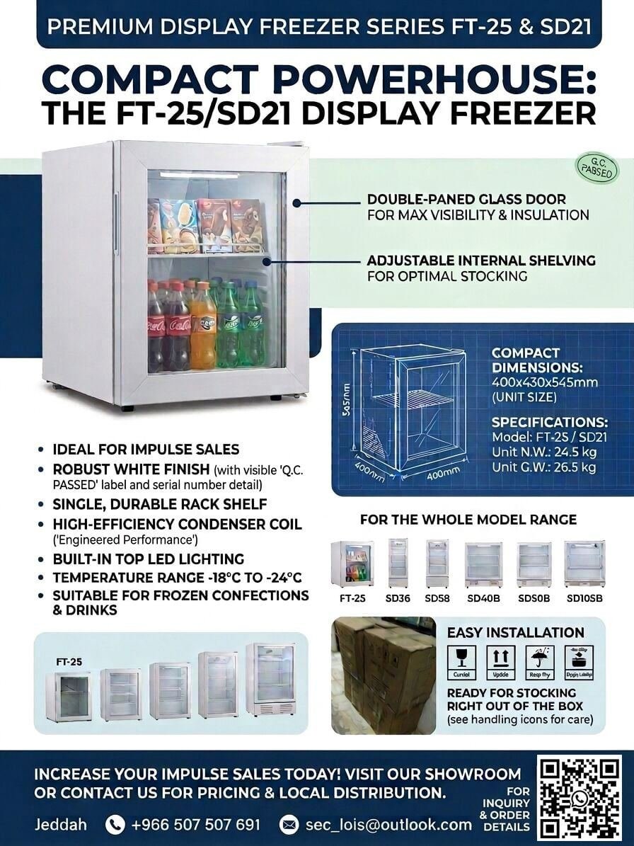 SAR 1200, Display Freezer Compact Series (FT-25 / SD21) – Brand New / Stock Clearance