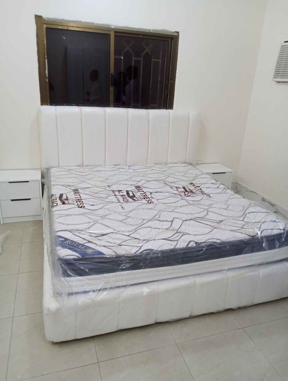 Modern White Luxury Bedroom Set – King Bed, 6-Door Wardrobe & Dressing Table