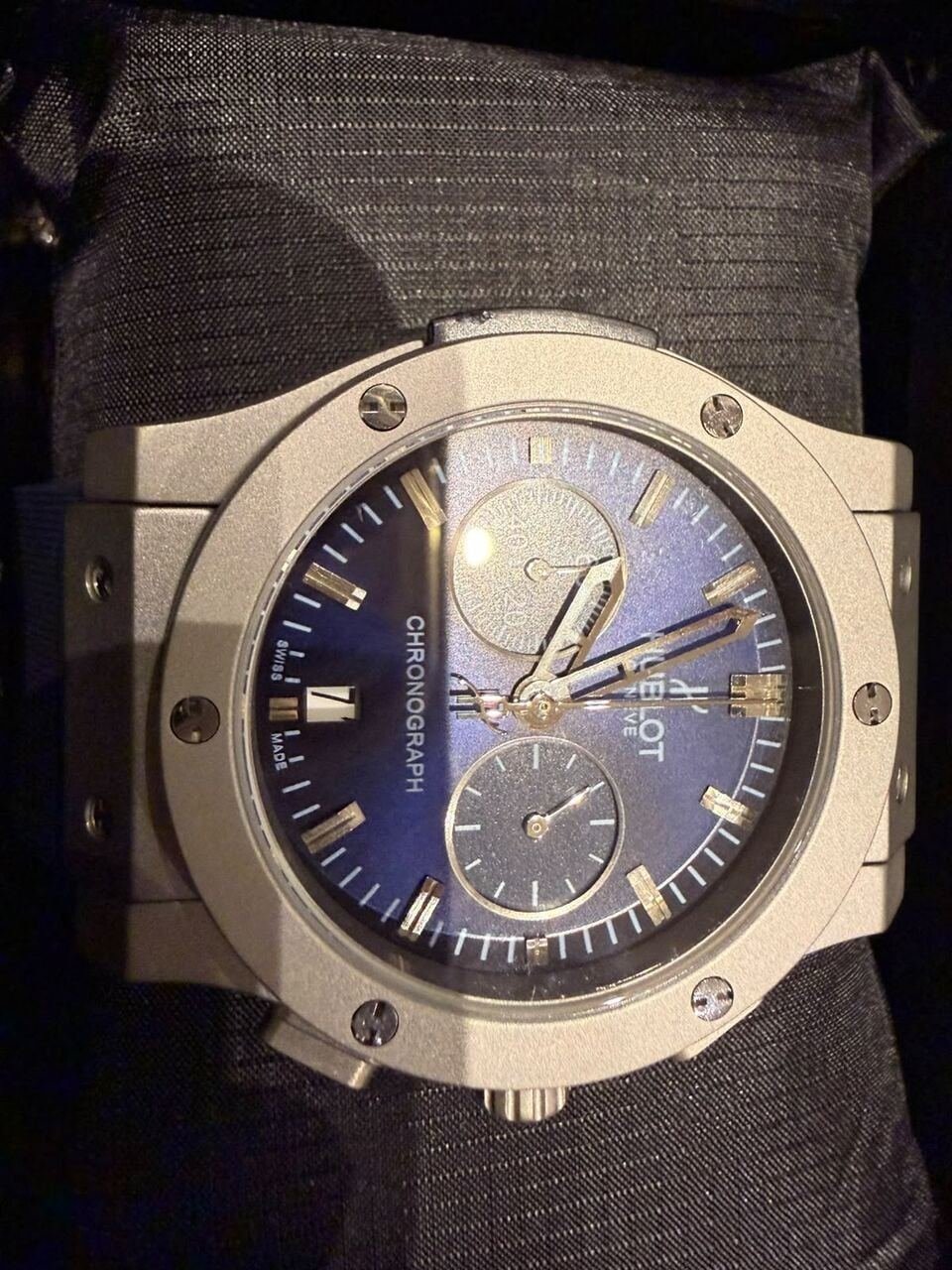 SAR 1600, Hublot Matt Classic Fusion Chronograph Titanium Blue 45 mm