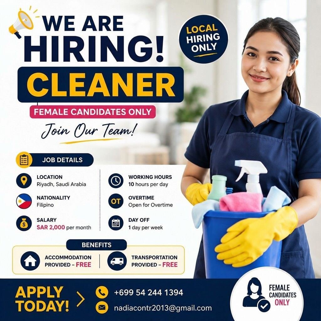 📢 WE ARE HIRING – CLEANER
