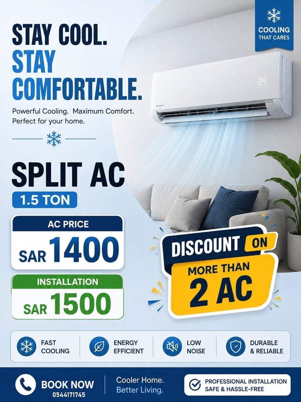 SAR 1400, Split AC 1.5 Ton Brand New