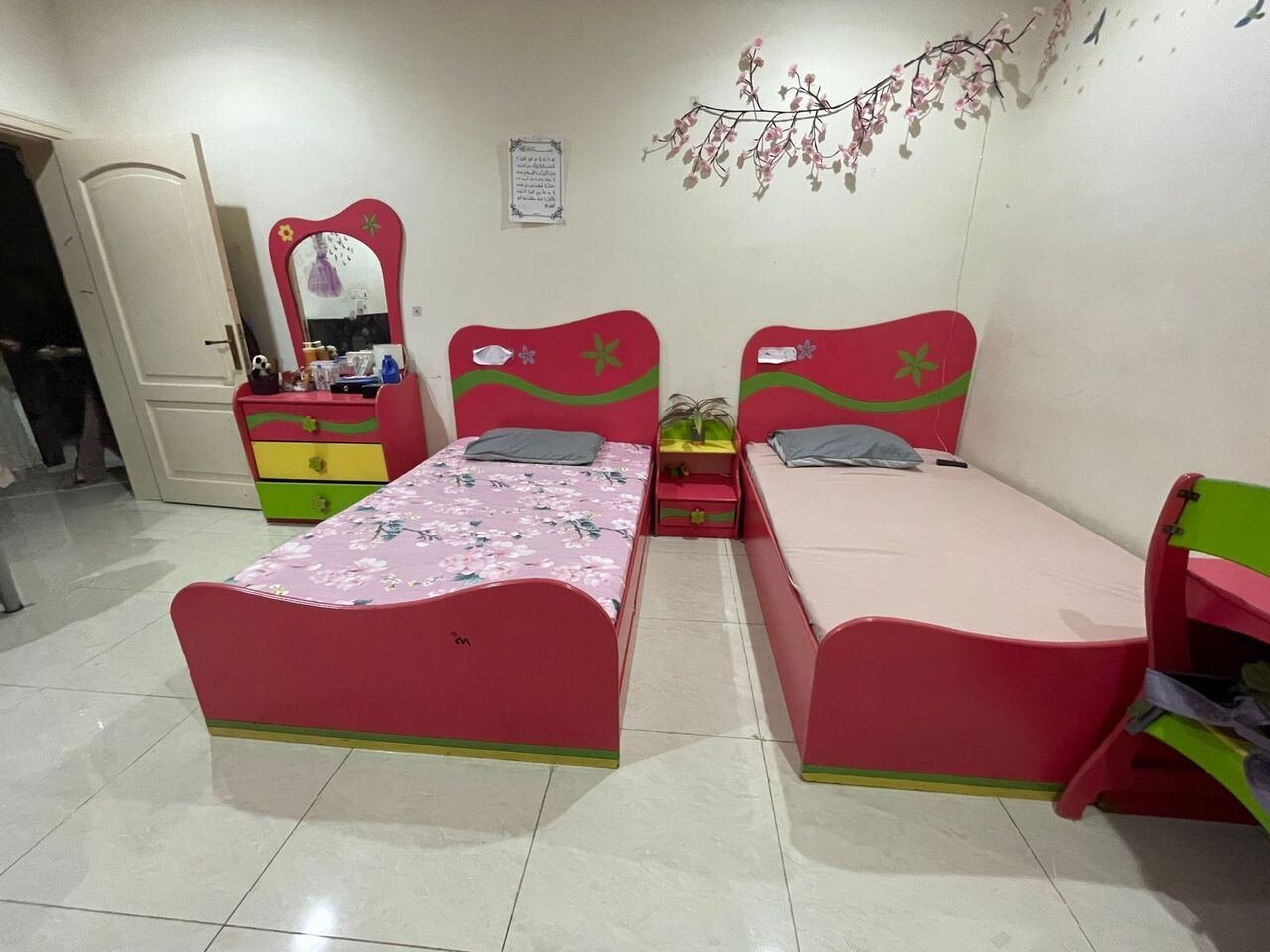 SAR 600, Two Beds With Cupboard