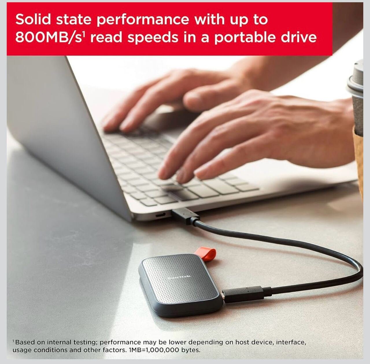 SAR 479, SanDisk Portable SSD 1 TB (External Hard Drive With SSD Technology 2.5 Inches, 800 MB/s,Bl
