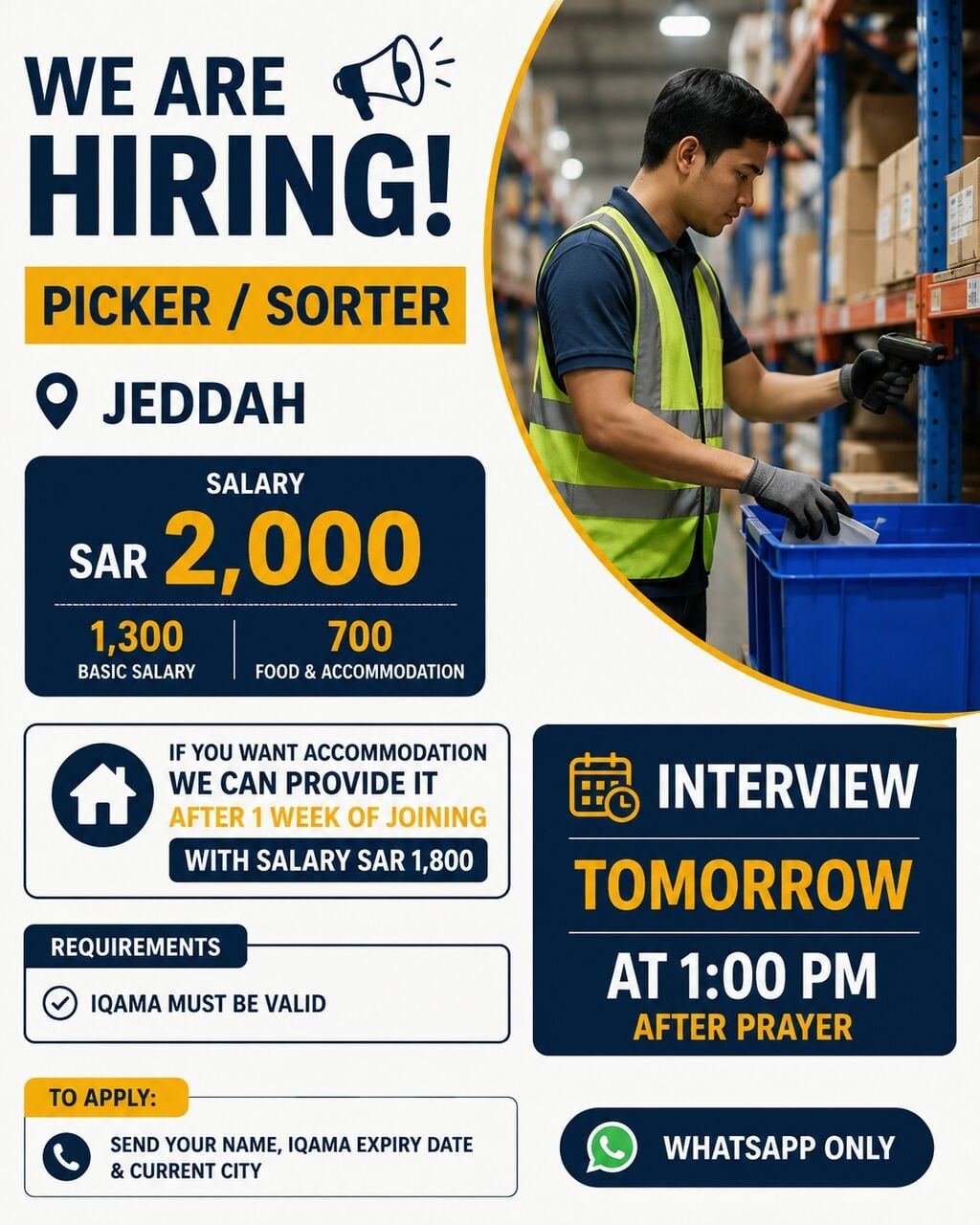 Picker Or Sorter In Jeddah