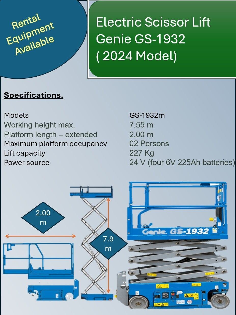 SAR 4500, Genie GS-1932 Electric Scissor Lift Available For Rent