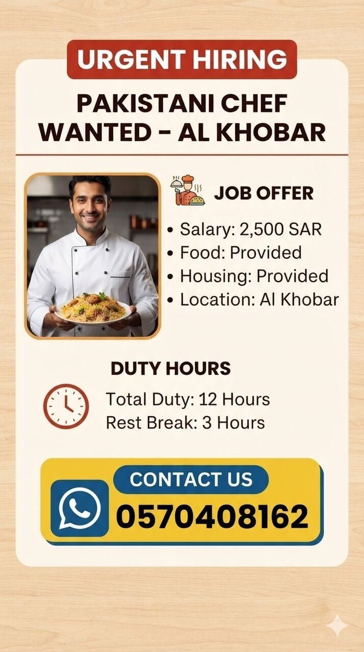 Urgent Need Chef For Pakstani Restaurant