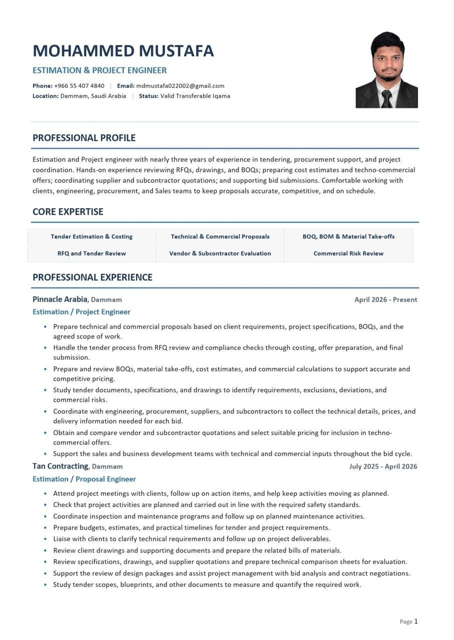 Estimation/ Project Engineer
