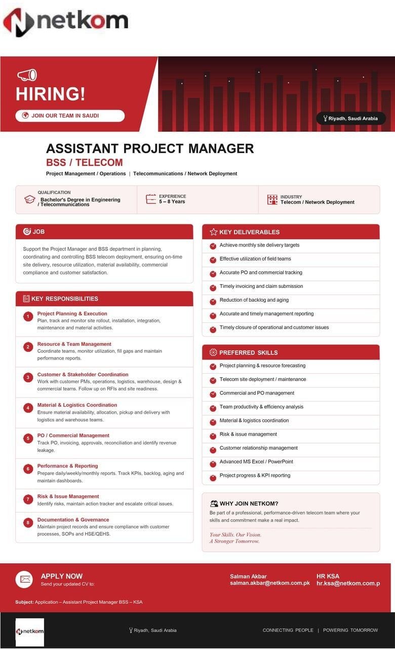 Position: Assistant Project Manager – BSS / Telecom