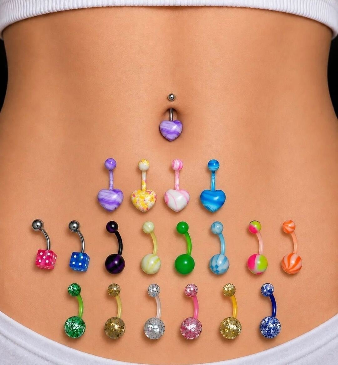 SAR 30, 18Pcs Belly Button Rings For Women, Navel Colorful