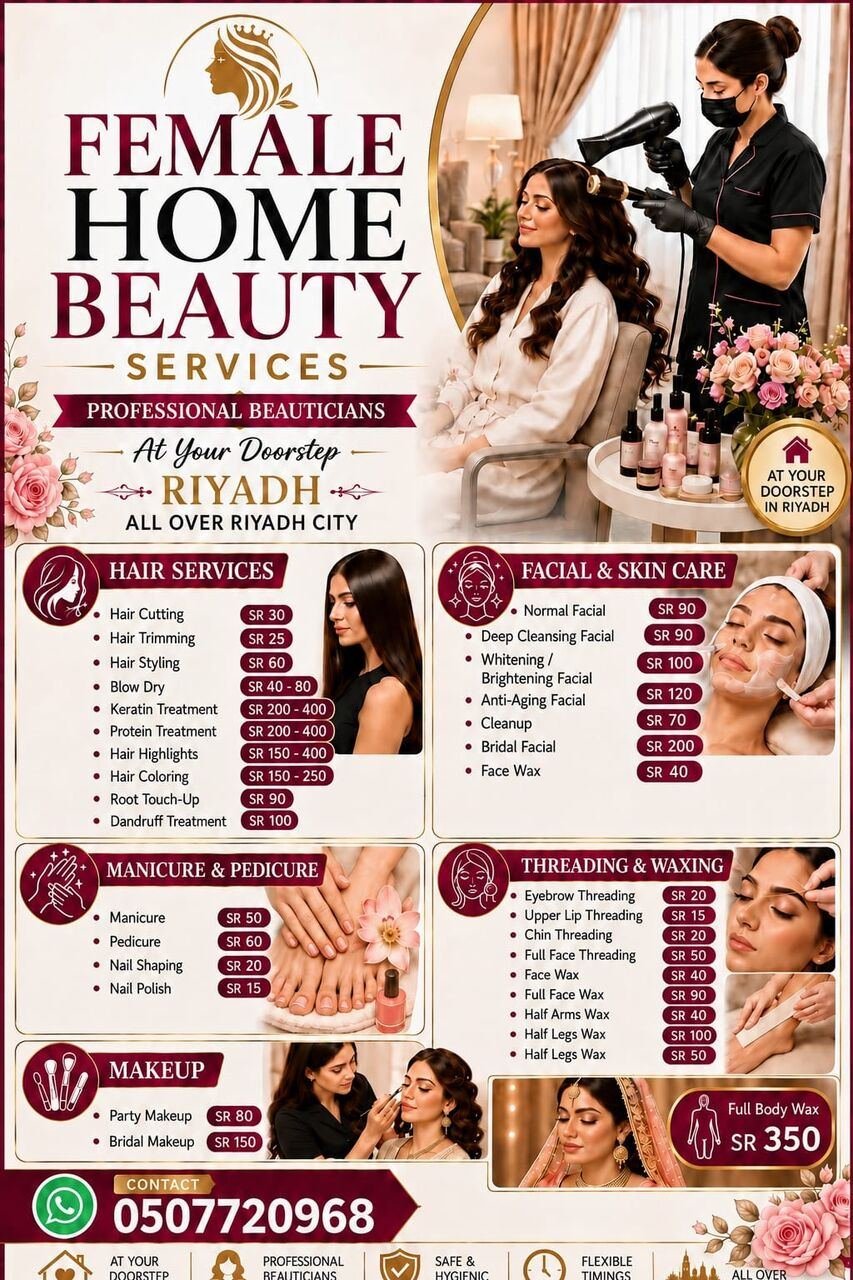 SAR 200, Experienced All\-Rounder Beautician – Female Home Service In Riyadh