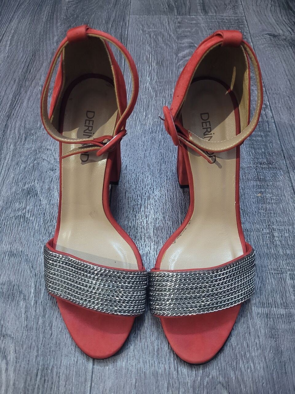 SAR 150, Derimod Red Ankle Strap Block Heels