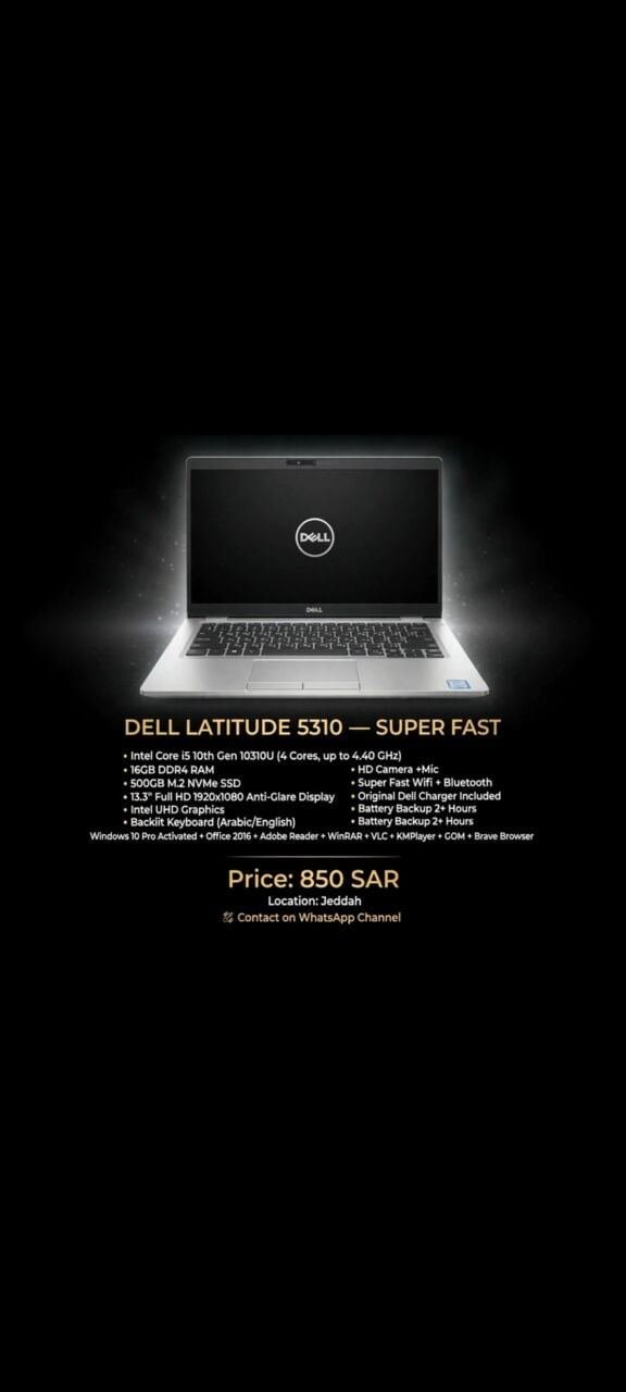 SAR 850, Laptop I5/16 Gb Am/512 M.2ssd/10 Gen Urgent Sale Going Exit