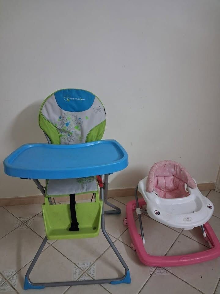 SAR 50, Urgent Sale: Baby Feeding Chair + Baby Walker