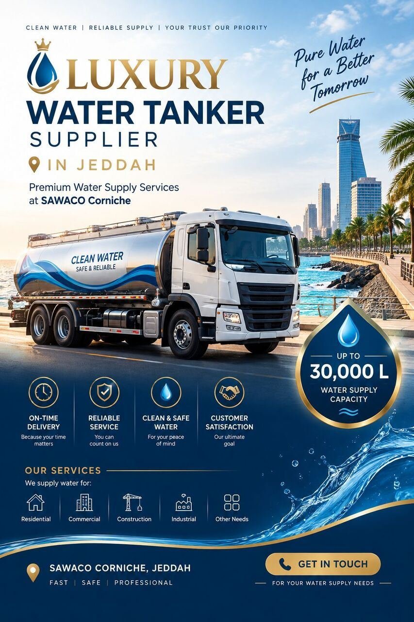 SAR 350, 30,000L Water Tanker Supplier In Jeddah | Water Delivery