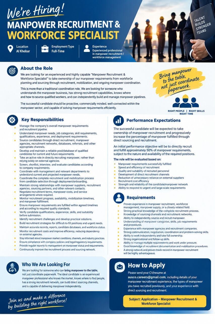 MANPOWER RECRUITMENT & WORKFORCE SPECIALIST