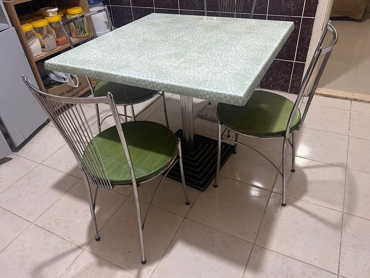 SAR 200, Korean Top Square Dining Table + 4 Chairs