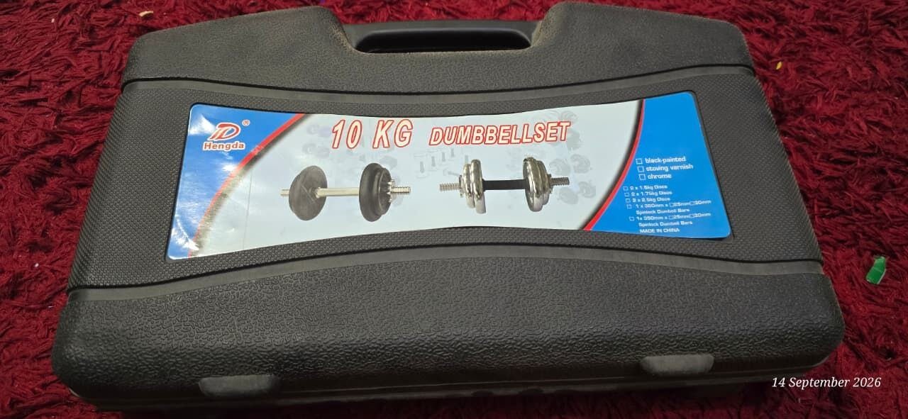 SAR 160, Dumbbell Set - Very Good Condition - 5.0kg + 5.0kg + 2.5kg + 2.5kg (Stainless Steel Dumbbe
