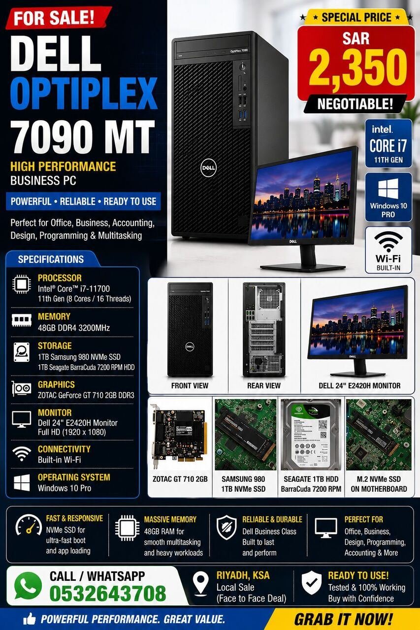 SAR 235, ##DELL OPTIPLEX 7090 MT – HIGH PERFORMANCE BUSINESS PC