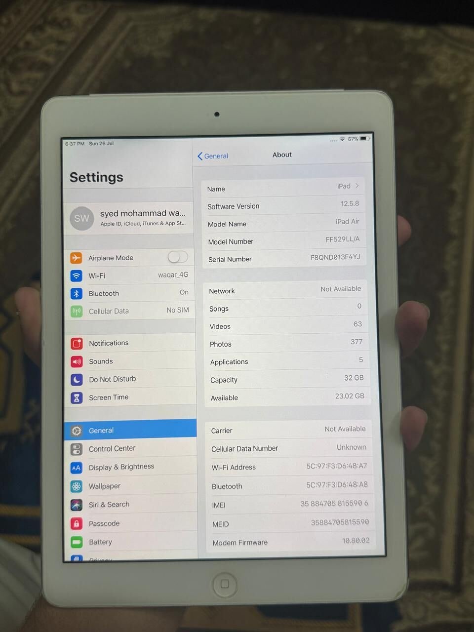 SAR 550, Ipad Air 1st Generation