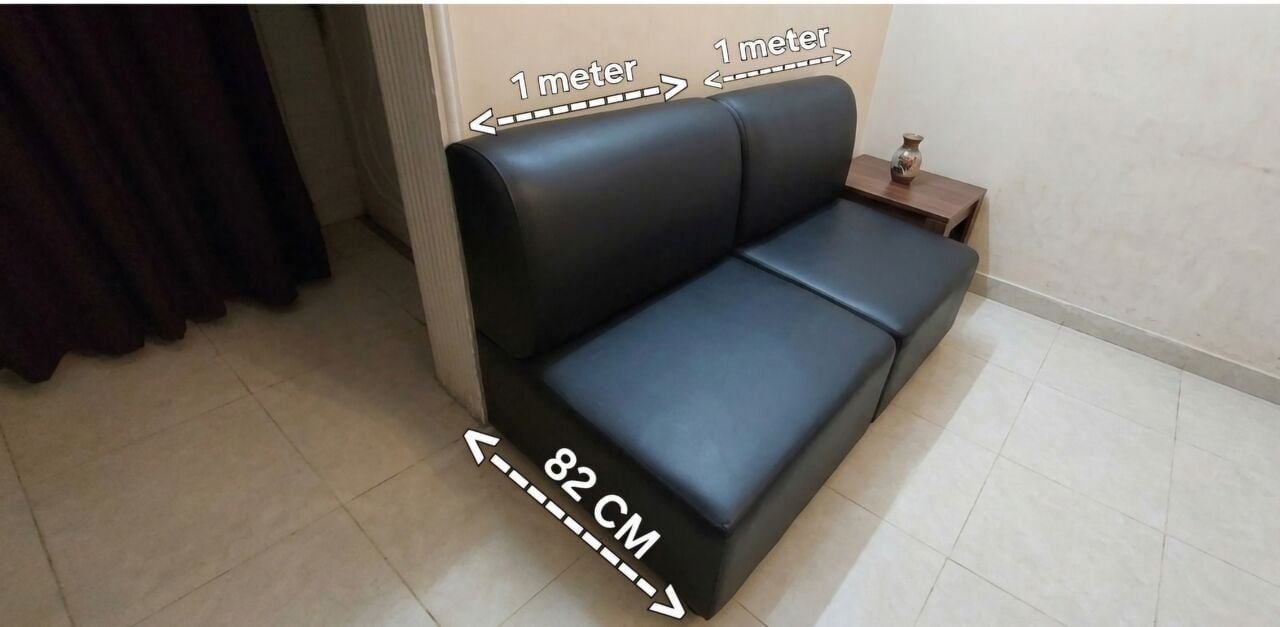 SAR 350, Sale Used 2 Sofa Black Leather