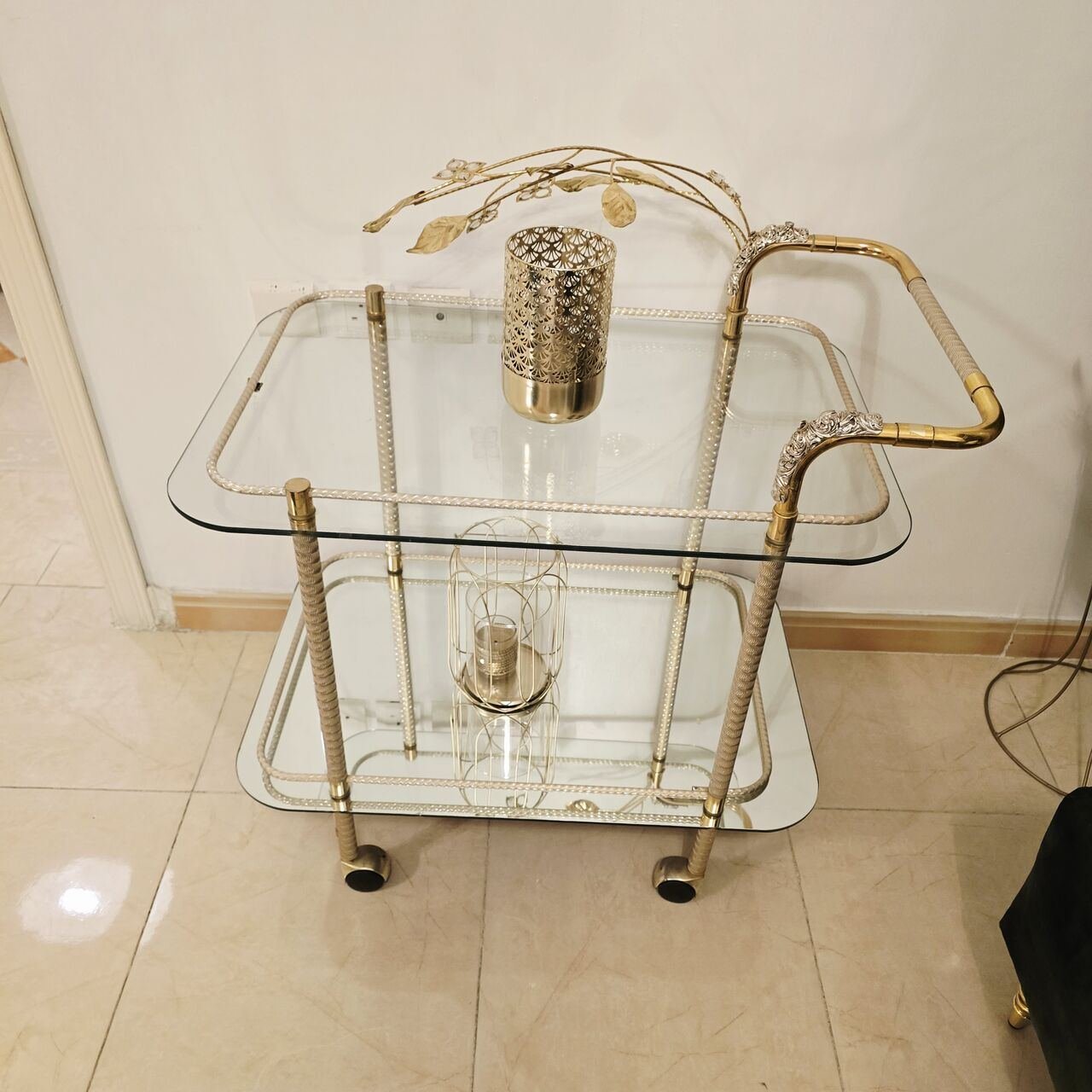 SAR 200, Serving Trolley,glass With Golden Stripes