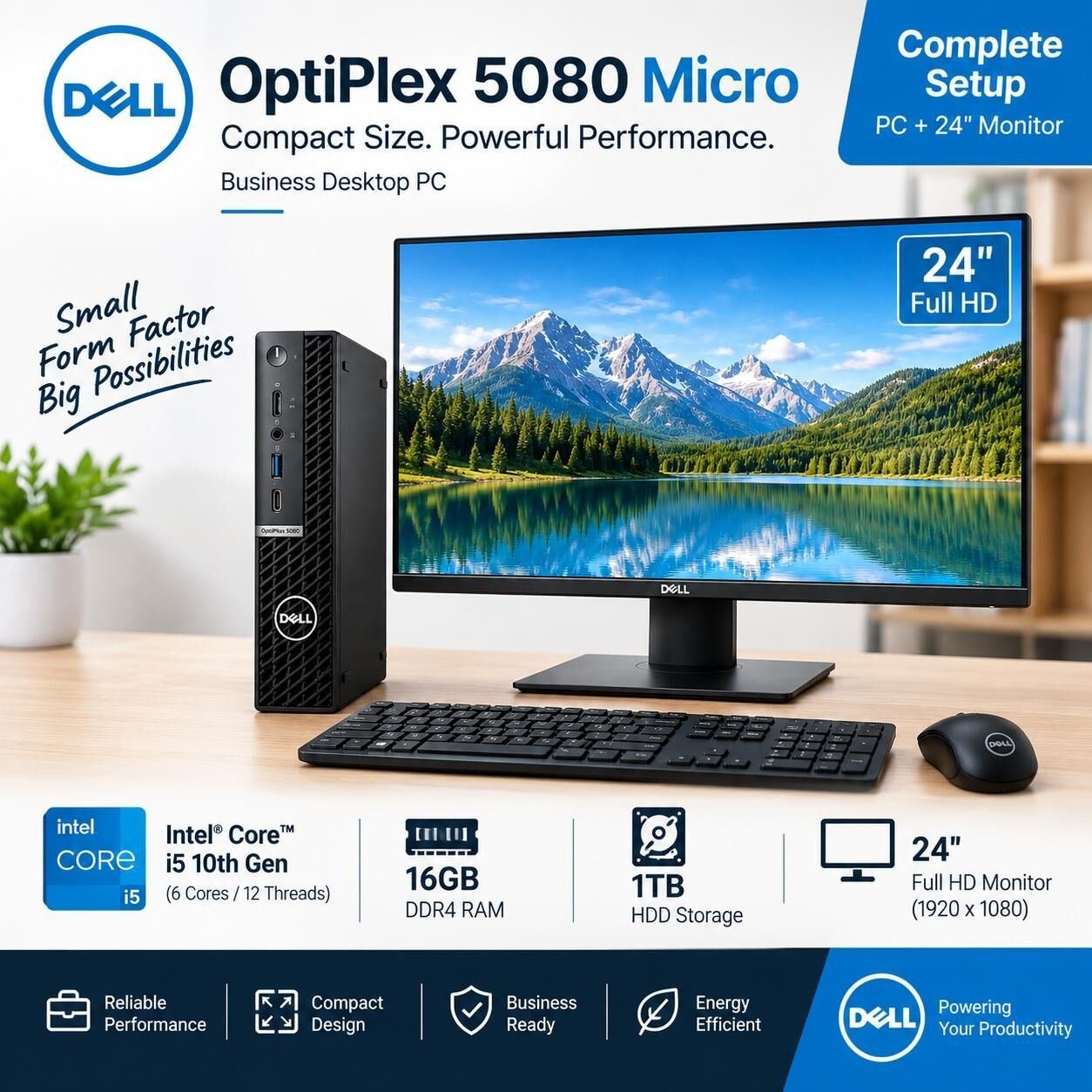 SAR 900, Dell Optiplex Tiny 5080 I5 10Gen 16Ram 1TB HDD Full Set