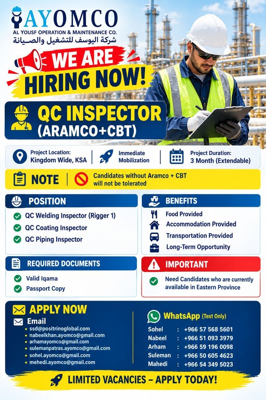 QC INSPECTOR (ARAMCO+CBT)
