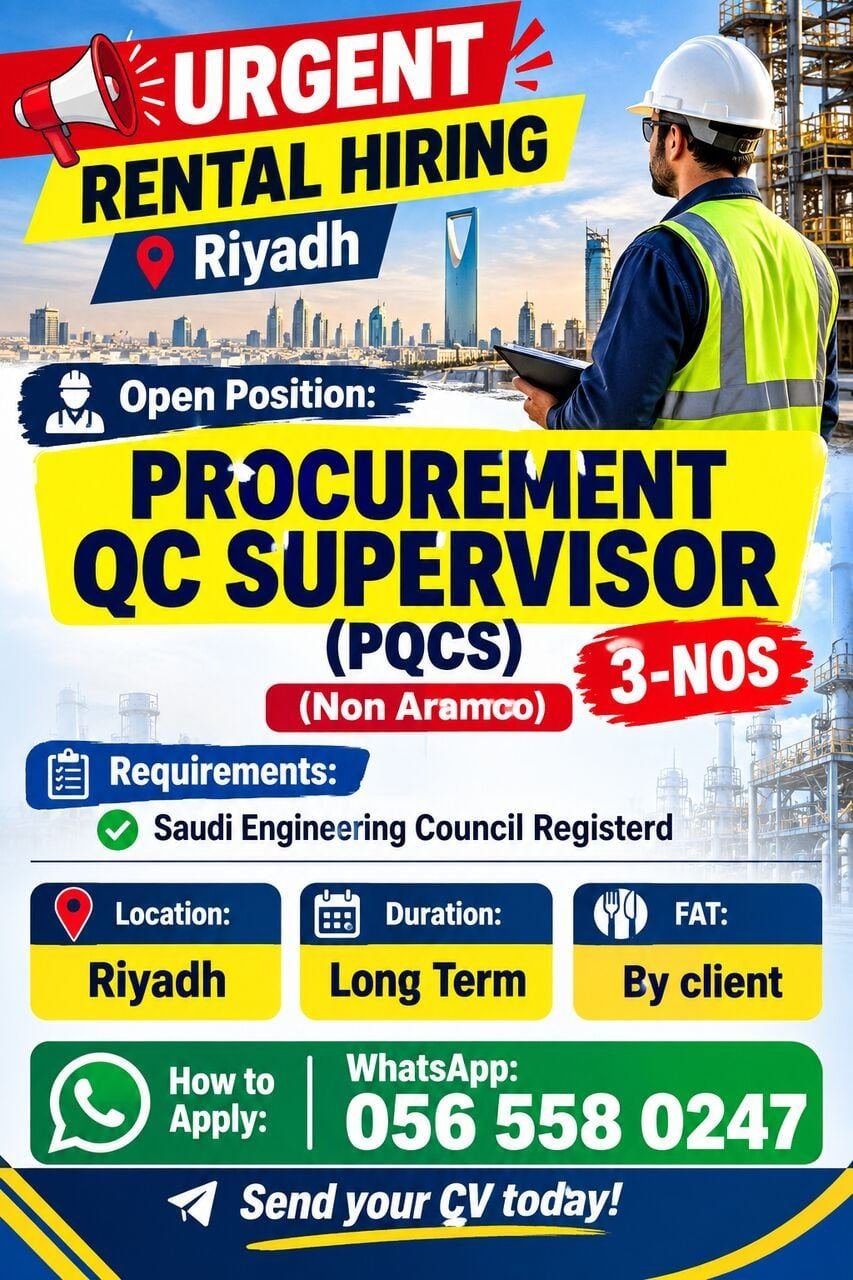 Procurement QC Supervisor (PQCS) Non Aramco