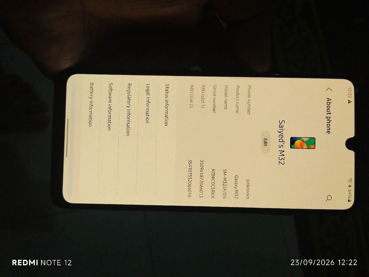 SAR 250, Samsung M32 4GB Ram ,64GB Memory