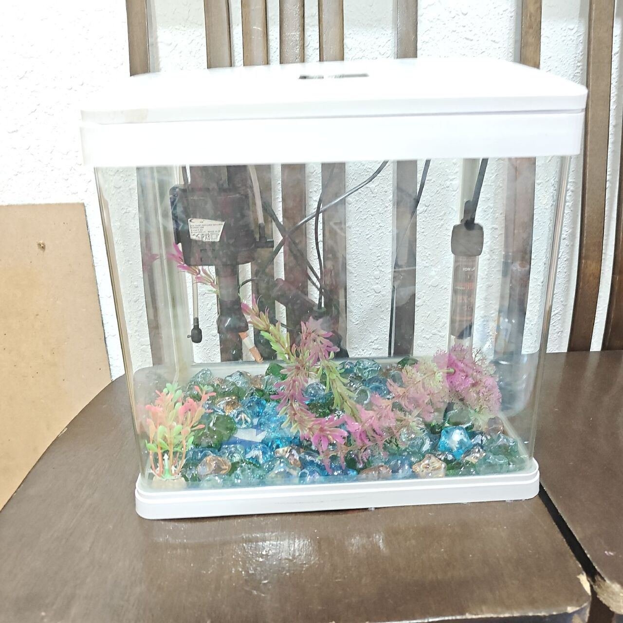 SAR 100, Fish Tank With Water Heater And Decorative Stones And Plants