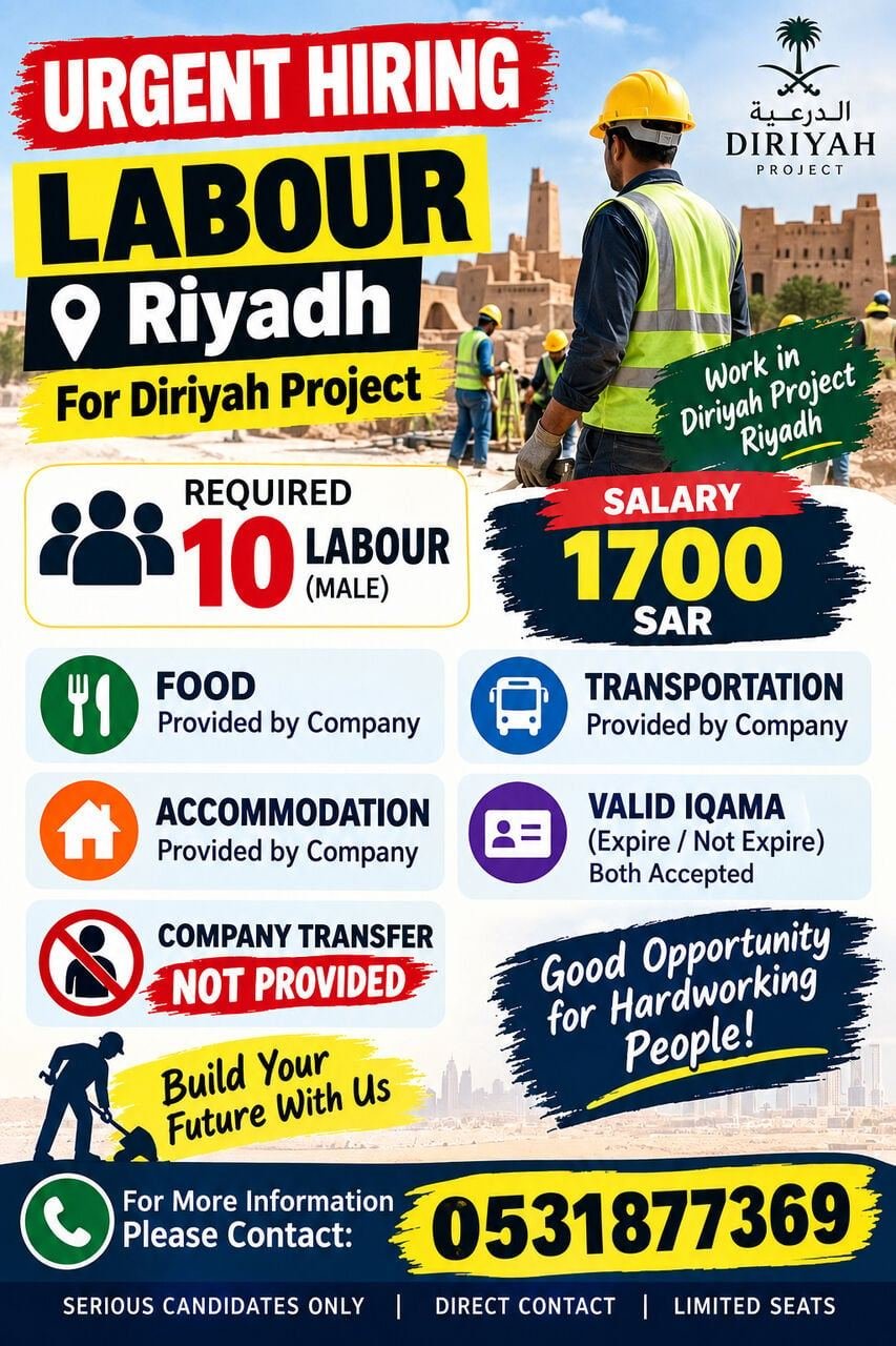 🚨 **URGENT HIRING – LABOUR** 🚨