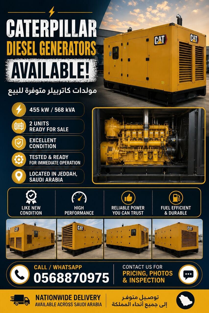 SAR 380000, CATERPILLAR DIESEL GENERATORS AVAILABLE* | *مولدات كاتربيلر متوفرة للبيع*