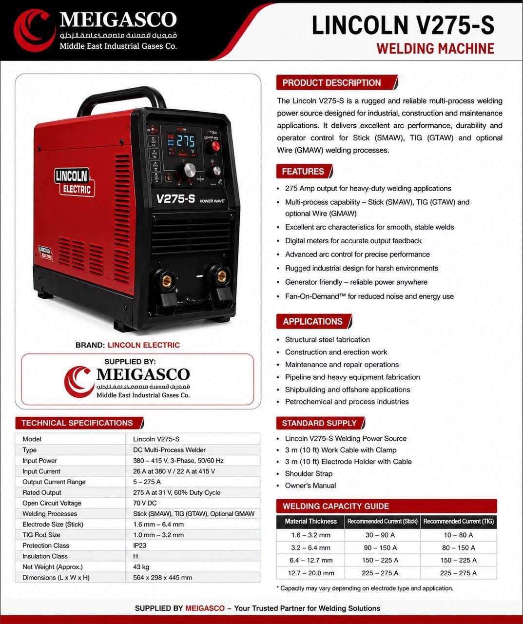 SAR 2800, Lincoln V275-S 275A Welding Machine – Used | Stock Clearance Sale