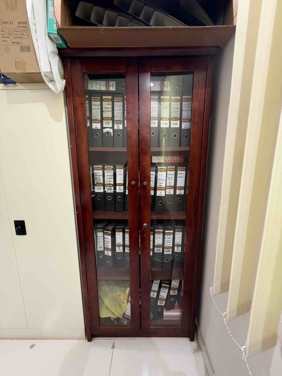SAR 250, Tall Wooden Cabinet With Glass Doors