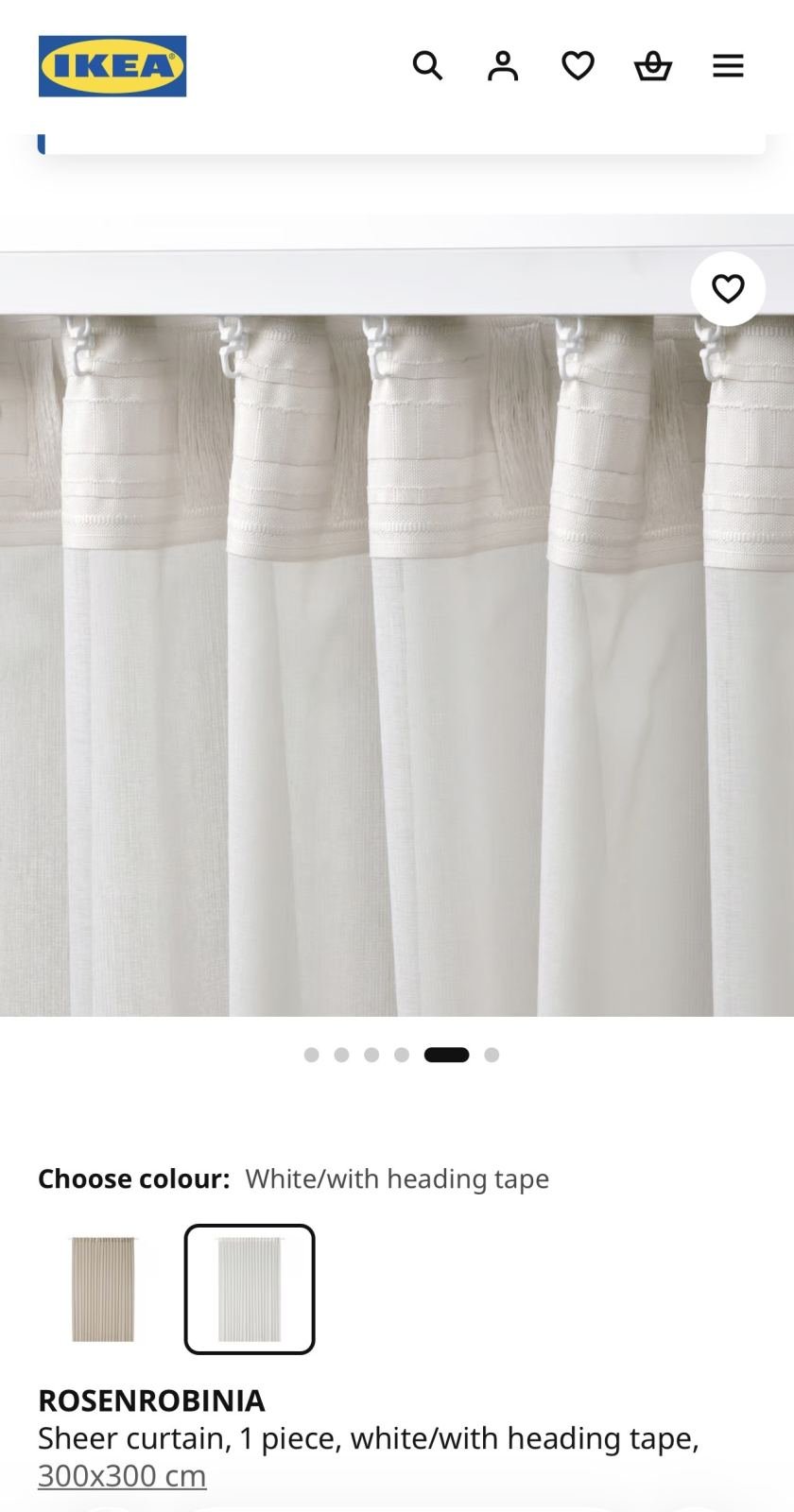 Curtain IKEA ROSENROBINIA Sheer , White