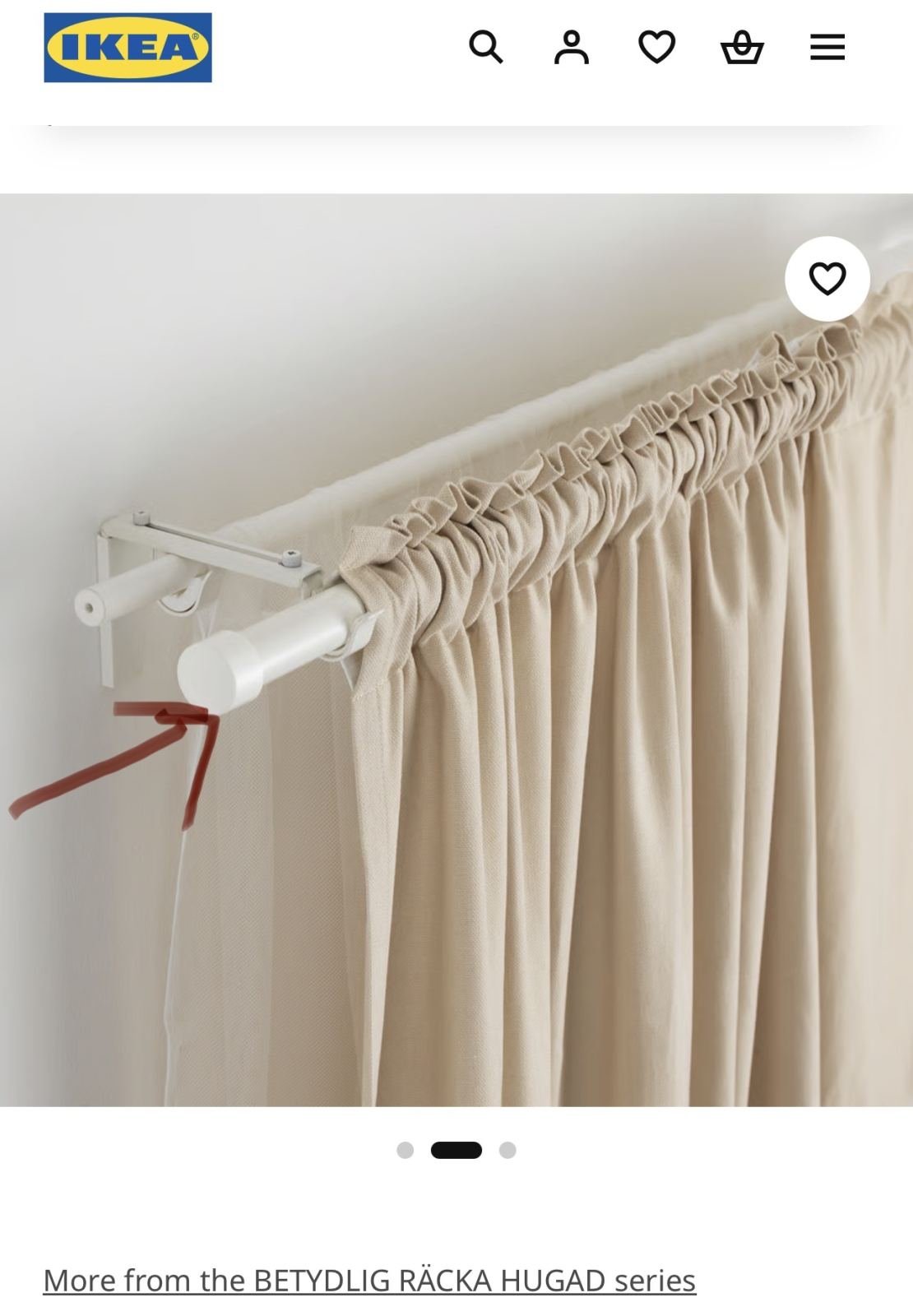 Rod - IKEA HUGAD Curtain Rod, White