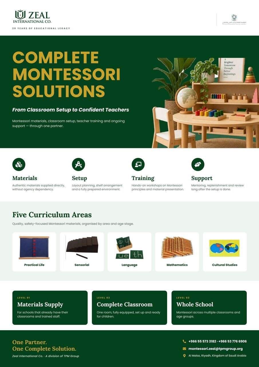 Montessori Materials & Classroom Setup In Saudi Arabia | Zeal Montessori