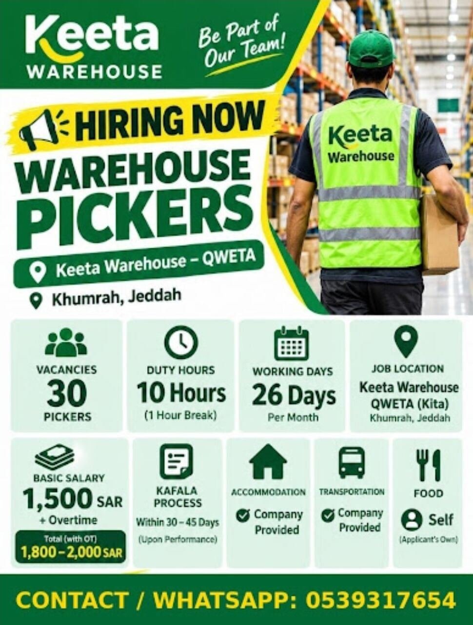 Keeta Warehouse – Picker Positions