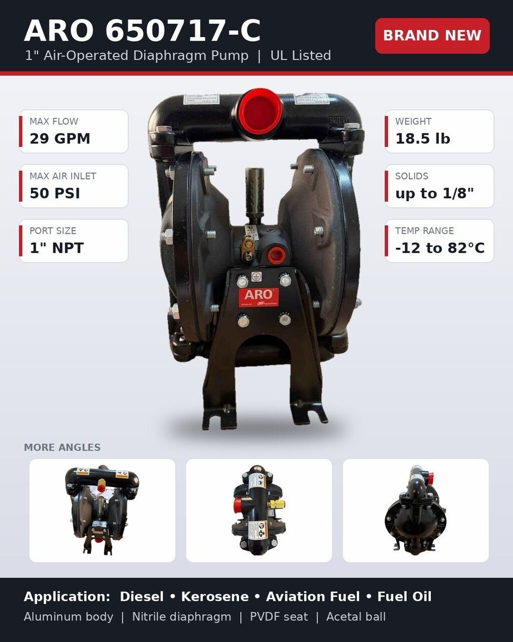 SAR 6500, Brand New IR Air-Operated Diaphragm Pump 1" - 650717-C