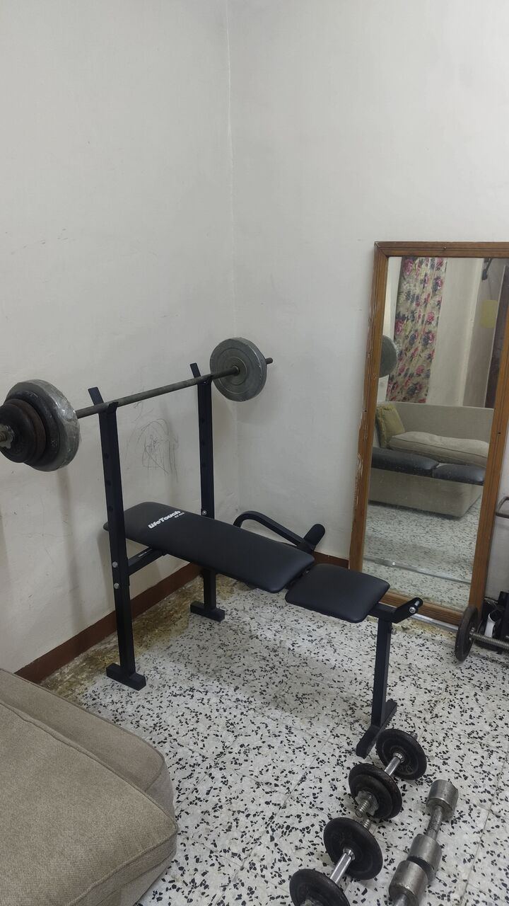 SAR 1050, Brand New Home Gym Bench Press Set With Barbell & Dumbbells – SAR 1050