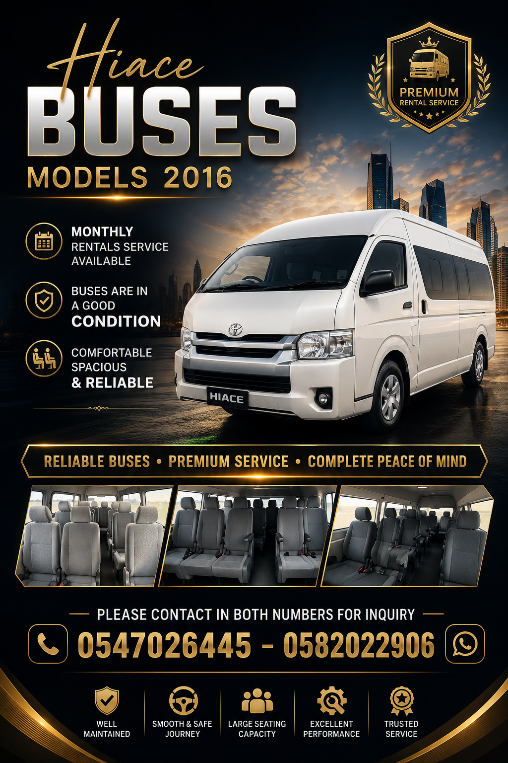 TOYOTA HIACE BUSES FOR MONTHLY RENTAL