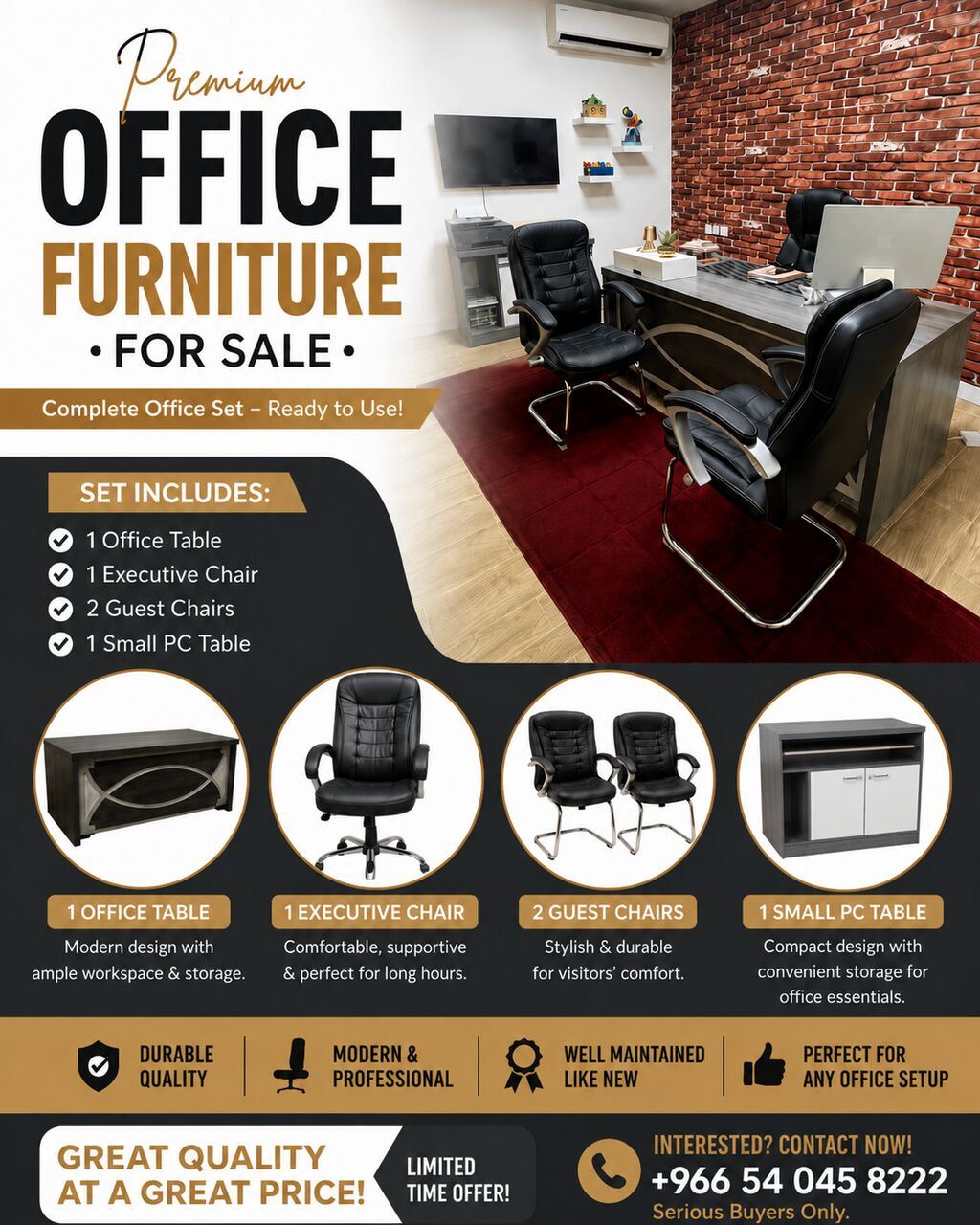 SAR 1500, Office Furniture Good Quality (used)